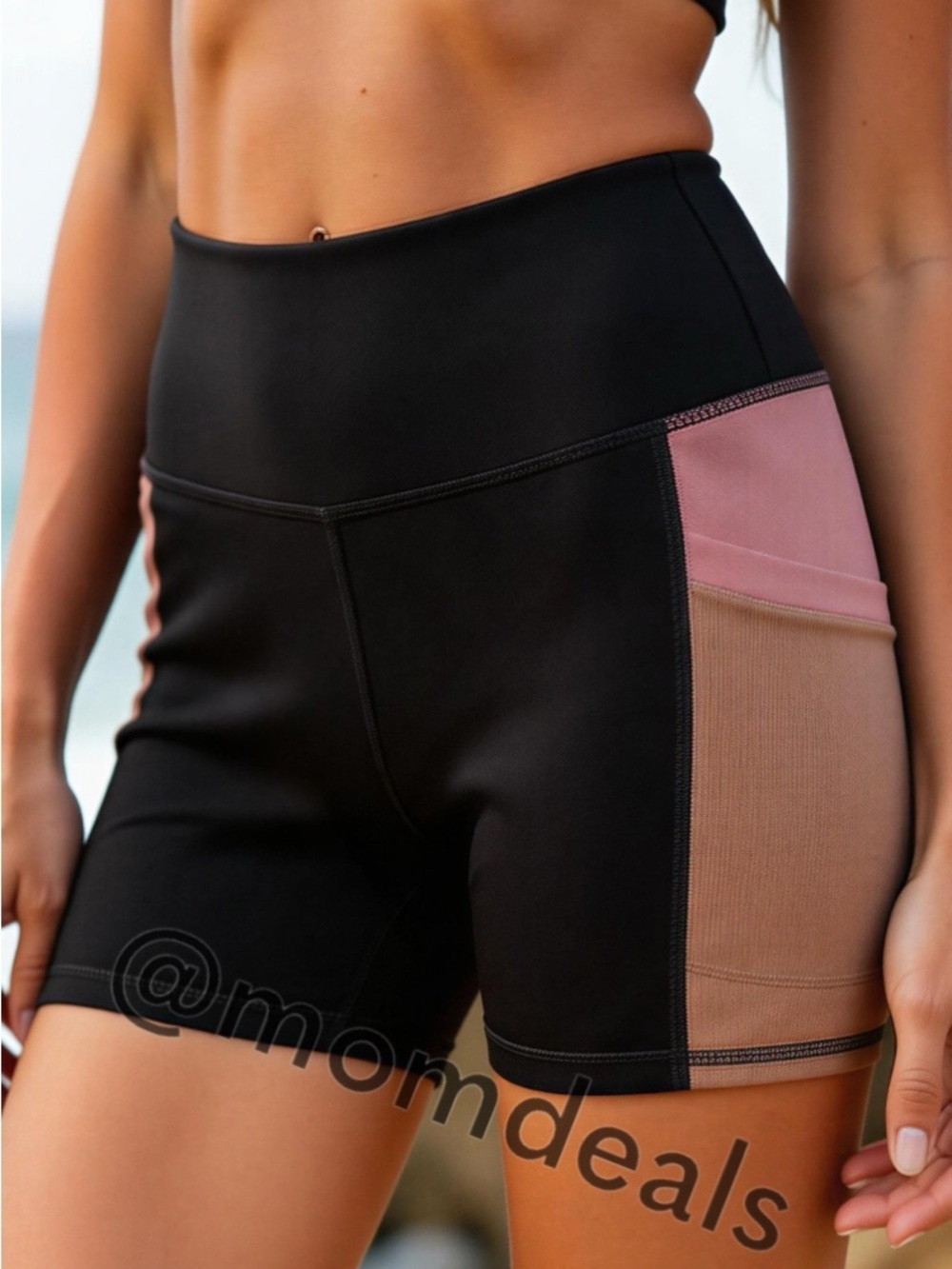 Fabletics On-The-Go High Waisted 6” Shorts Black & Smokey Size Medium/8